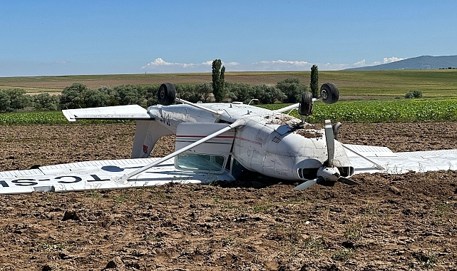 Zorunlu iniş yapan sivil eğitim uçağındaki 2 kişi yaralandı