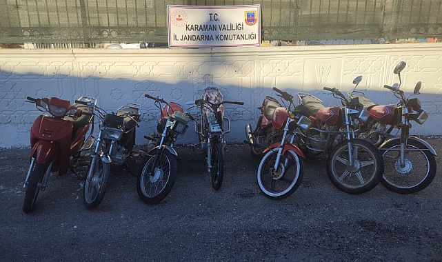 Karaman'da çalıntı motosikletler ele geçirildi
