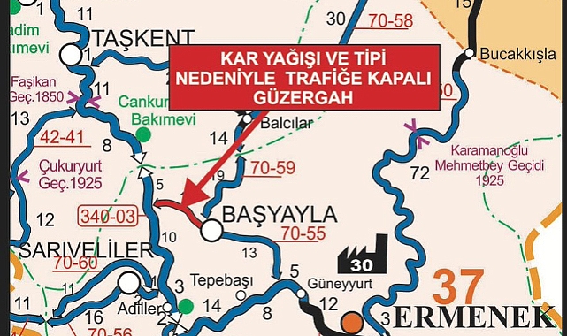 Karaman'ı Taşeli bölgesine bağlayan yol trafiğe kapandı
