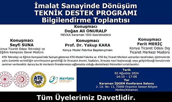KTSO’dan ‘İmalat Sanayiinde Dönüşüm Teknik Destek Programı’ Bilgilendirme Toplantısı