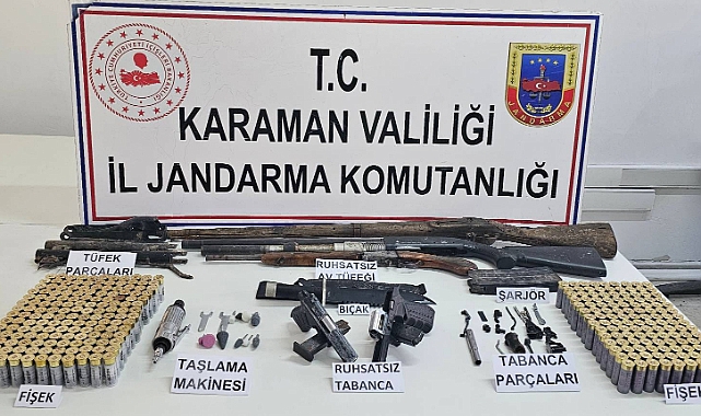 Karaman’da çok sayıda ruhsatsız silah ele geçirildi