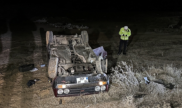 Karaman'da otomobil devrildi, sürücü yaralandı