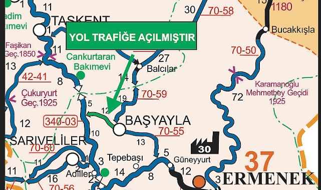 Başyayla-Ermenek yolu trafiğe açıldı