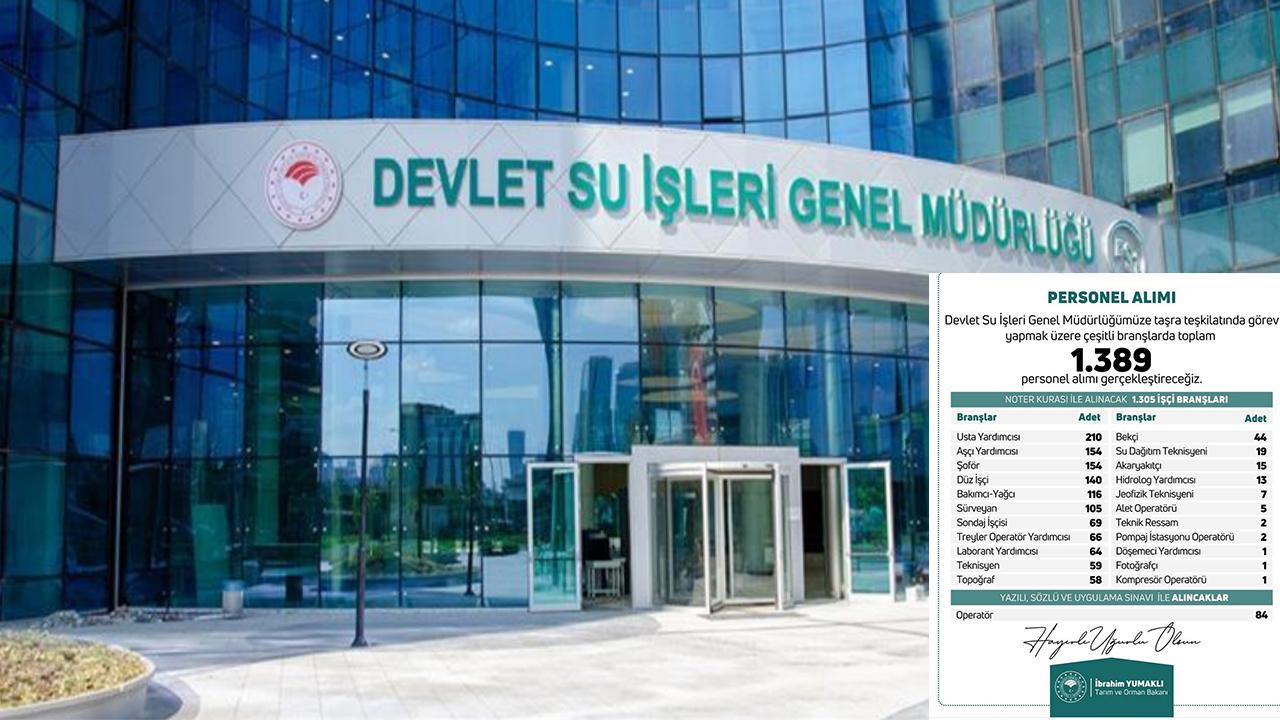 DSİ'ye 1389 personel alınacak