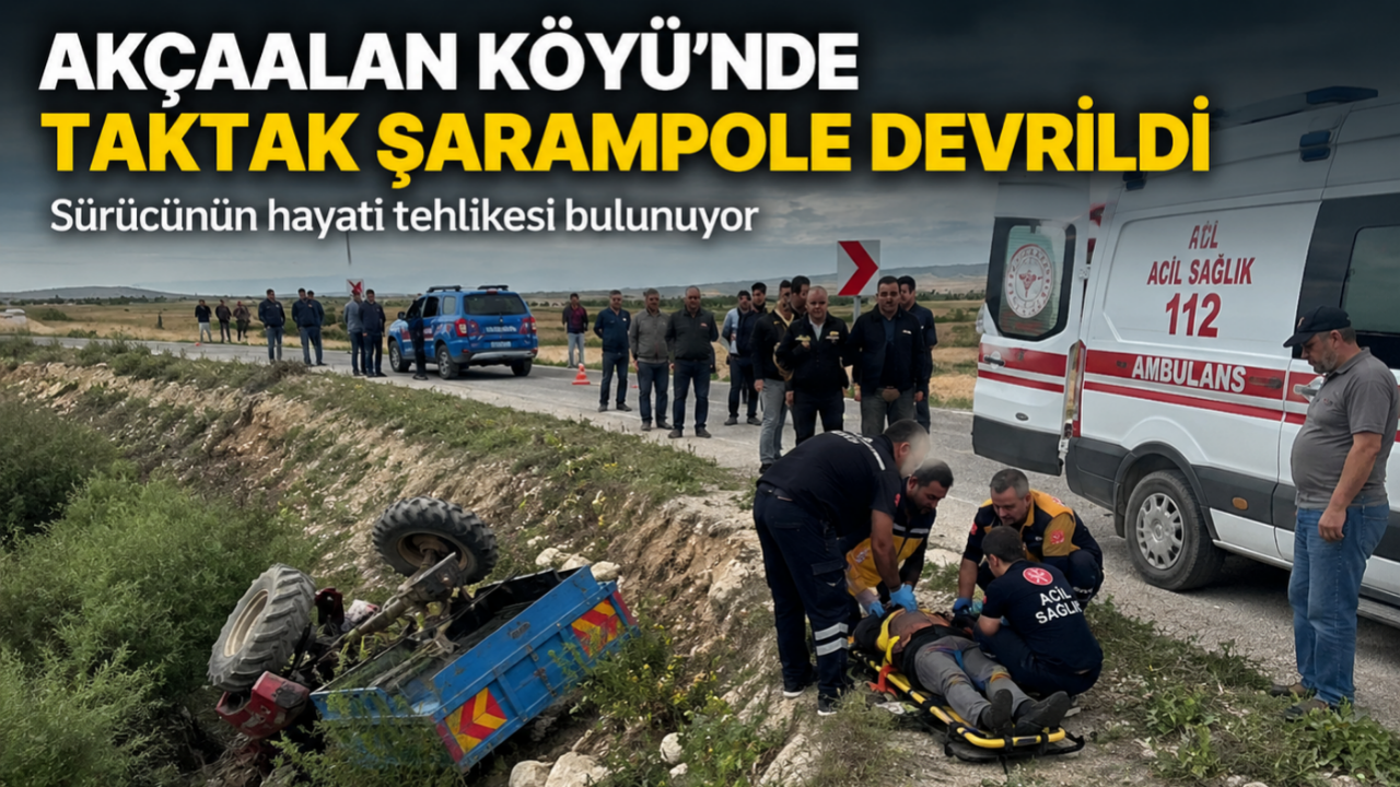 Akçaalan Köyü’nde Taktak Şarampole Devrildi: Sürücünün Durumu Ağır