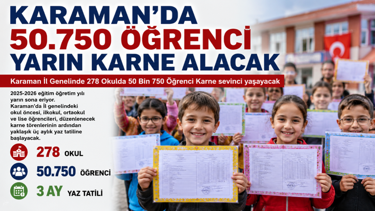 Karaman’da 50 Bin 750 Öğrenci Yarın Karne Heyecanı Yaşayacak