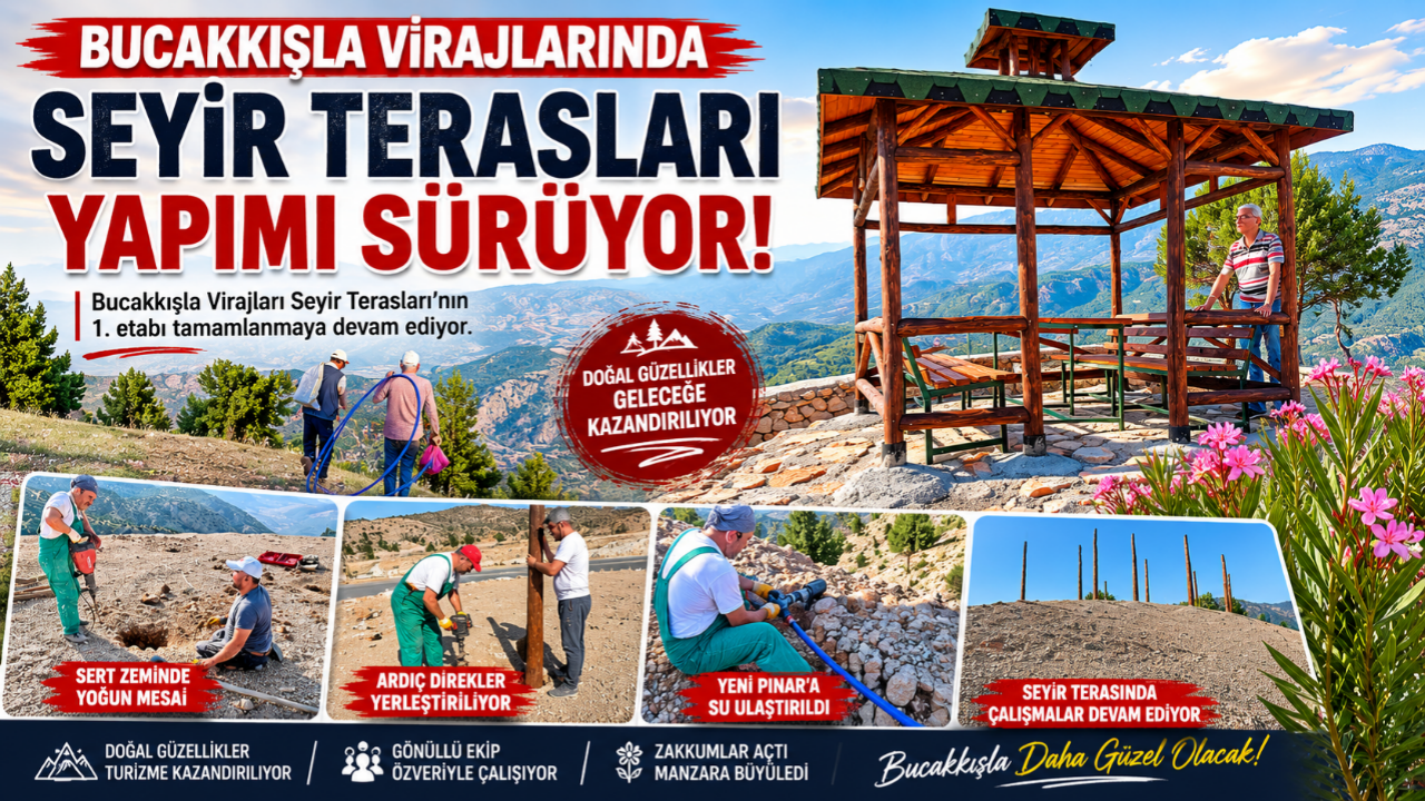 Bucakkışla Virajlarında Seyir Terasları Yapımı Sürüyor