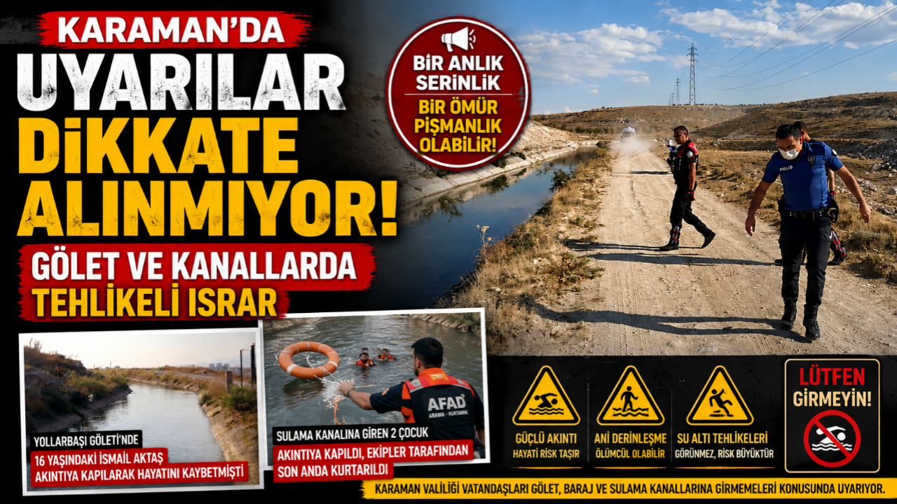 Karaman'da Uyarılar Dikkate Alınmıyor! Gölet ve Kanallarda Tehlikeli Israr
